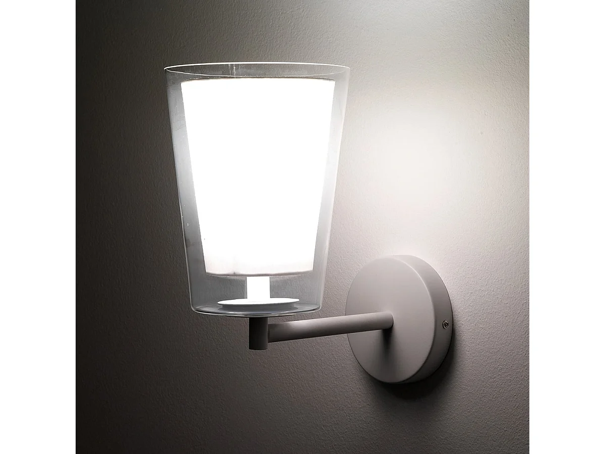 Wandleuchte aus Glas und weißem Metall Kansas