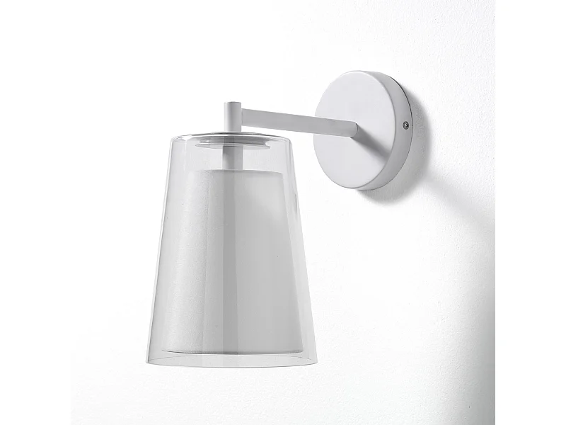 Applique murale en verre et métal blanc Kansas