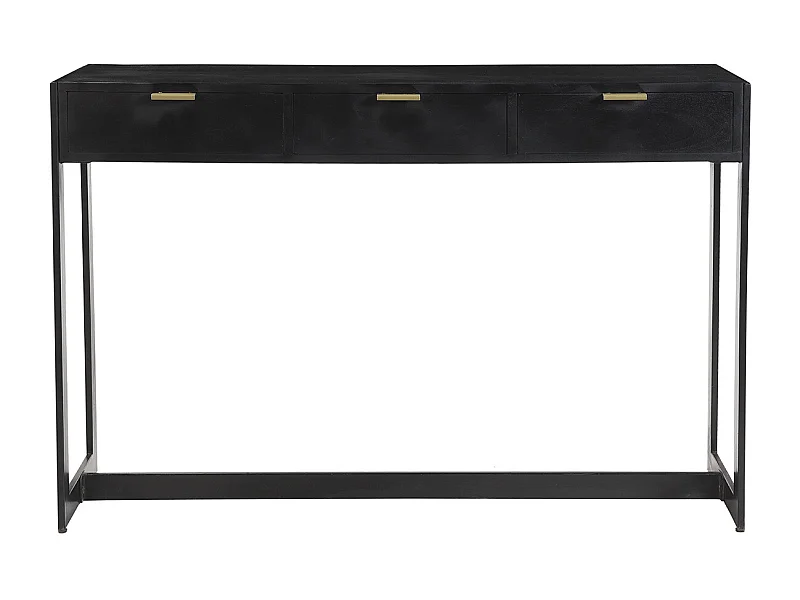 Mesa consola de diseño con cajones negros y dorados 115 cm AVIDAN