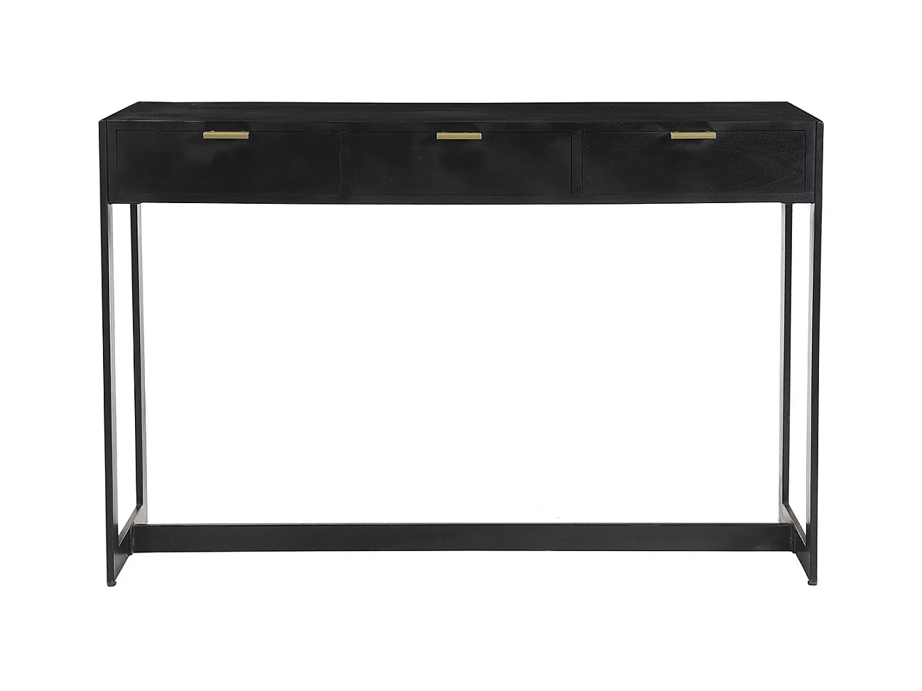 Console design avec rangements 3 tiroirs noire et métal L115 cm AVIDAN