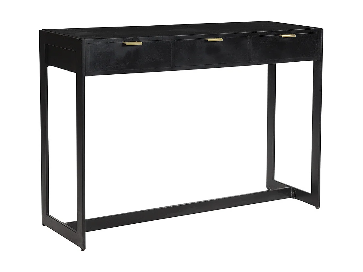 Mesa consola de diseño con cajones negros y dorados 115 cm AVIDAN