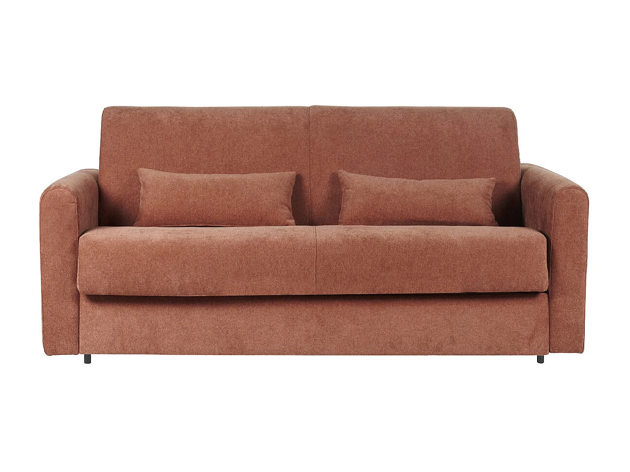 Canapé convertible 3 places en tissu effet velours terre brûlée avec matelas 13 cm LETTO