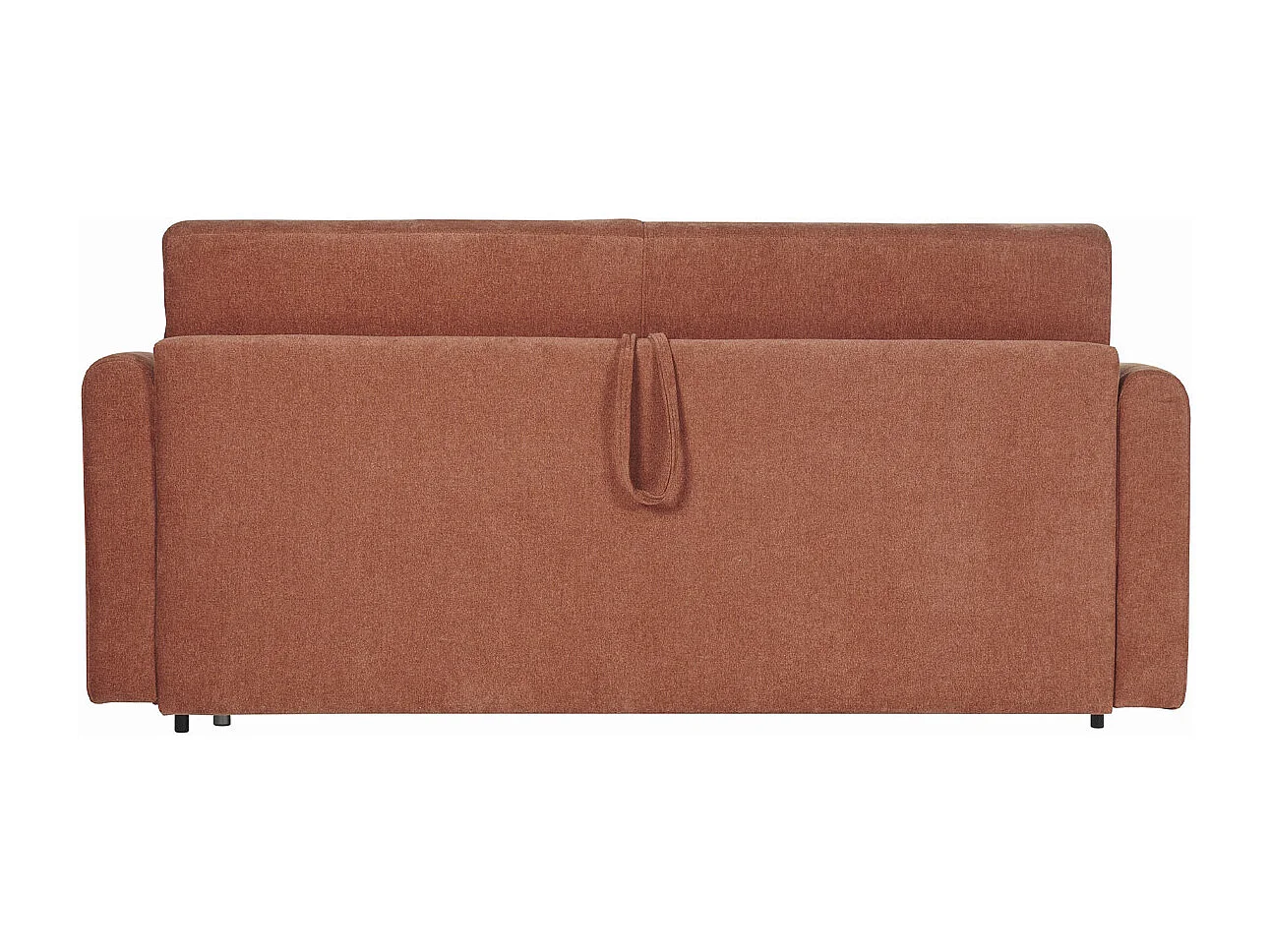 Canapé convertible 3 places en tissu effet velours terre brûlée avec matelas 13 cm LETTO