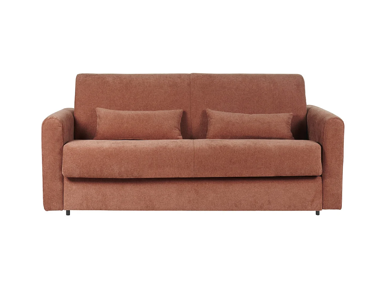 Canapé convertible 3 places en tissu effet velours terre brûlée avec matelas 13 cm LETTO