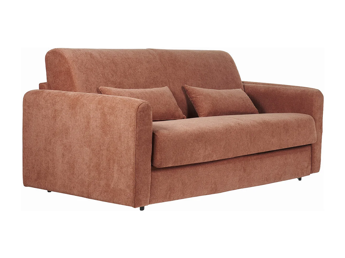 Canapé convertible 3 places en tissu effet velours terre brûlée avec matelas 13 cm LETTO