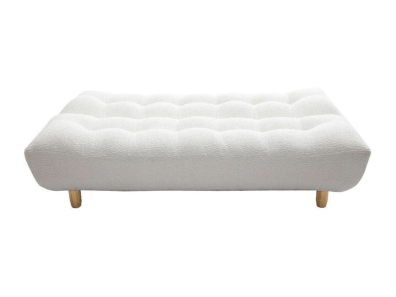 Skandinavisches Schlafsofa aus weißem Stoff mit Bouclé-Wolleffekt und hellem Holz 3-Sitzer YUMI