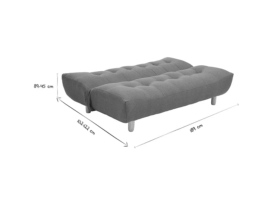 Divano letto scandinavo 3 posti in tessuto effetto lana bouclé bianco e legno chiaro YUMI