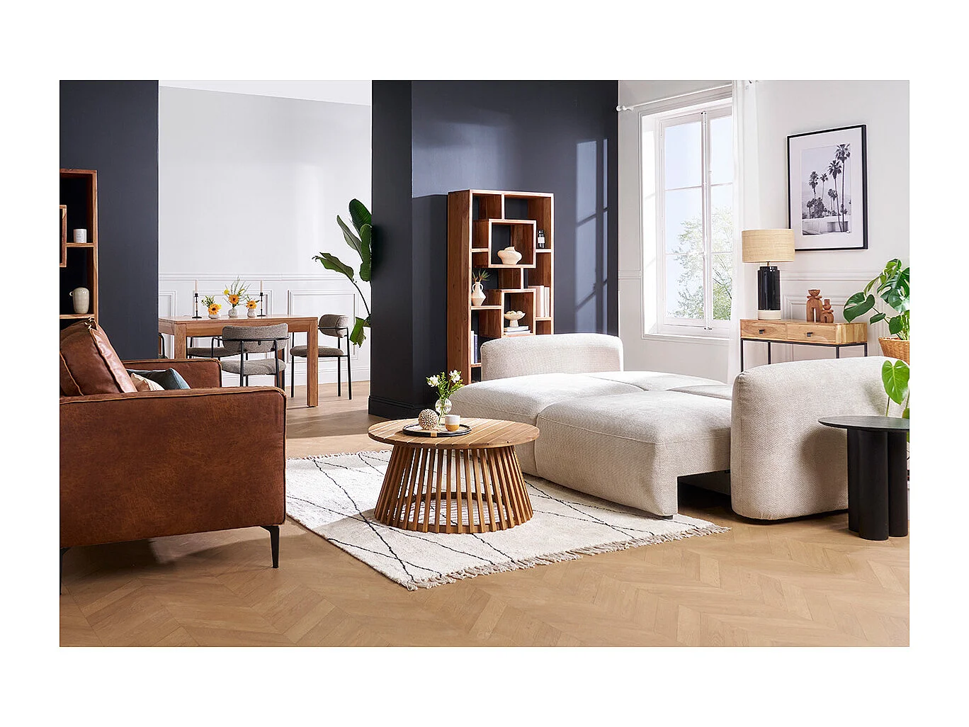 Schlafsofa mit Bettkasten aus beigem Chenille-Veloursstoff 4-Sitzer CRUSH