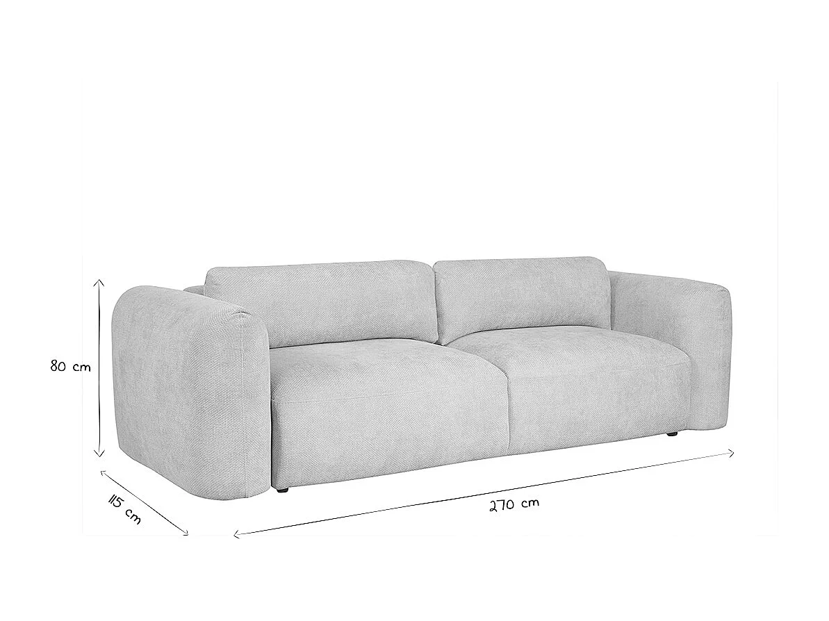 Schlafsofa mit Bettkasten aus beigem Chenille-Veloursstoff 4-Sitzer CRUSH