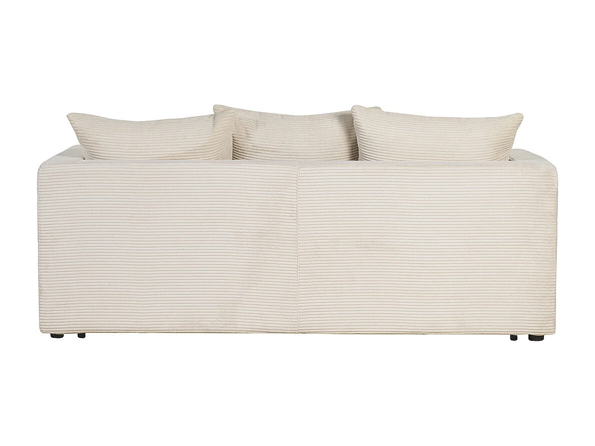 Canapé convertible 3 places en tissu velours côtelé beige avec matelas 13 cm BACIO