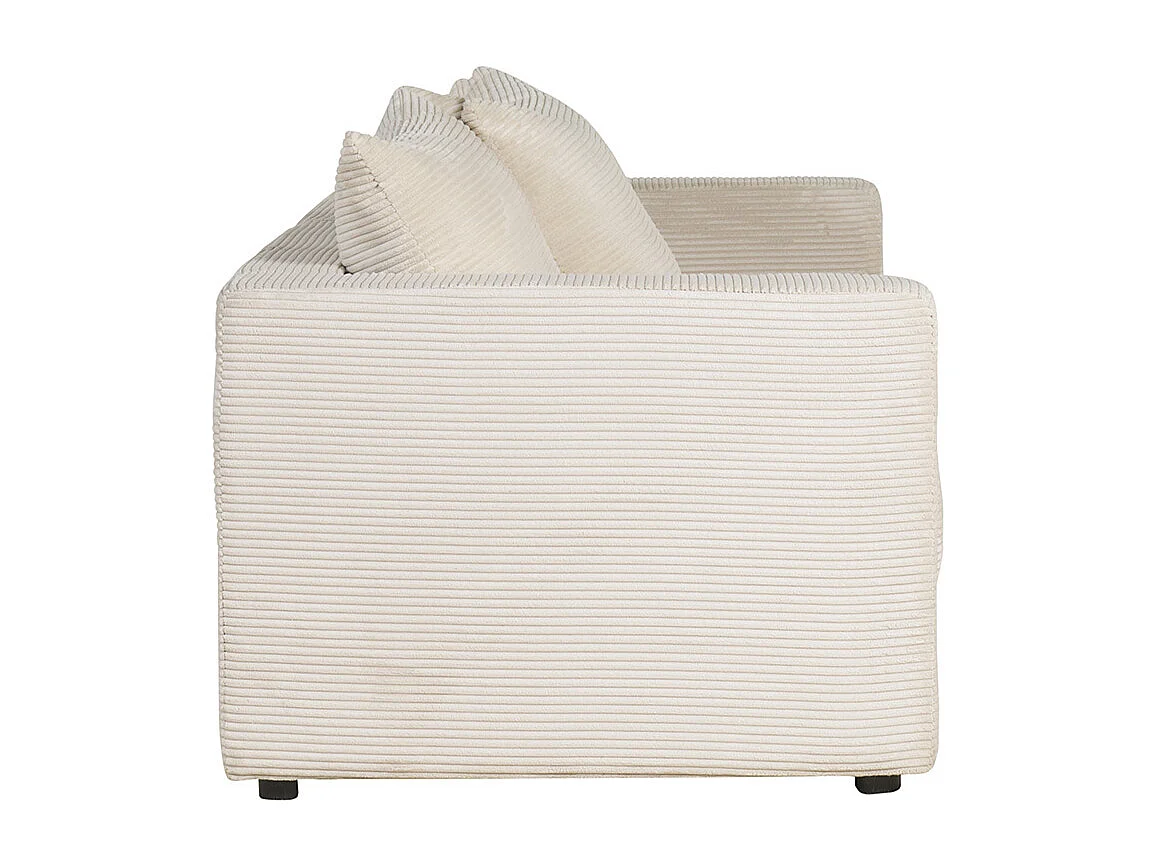 Canapé convertible 3 places en tissu velours côtelé beige avec matelas 13 cm BACIO