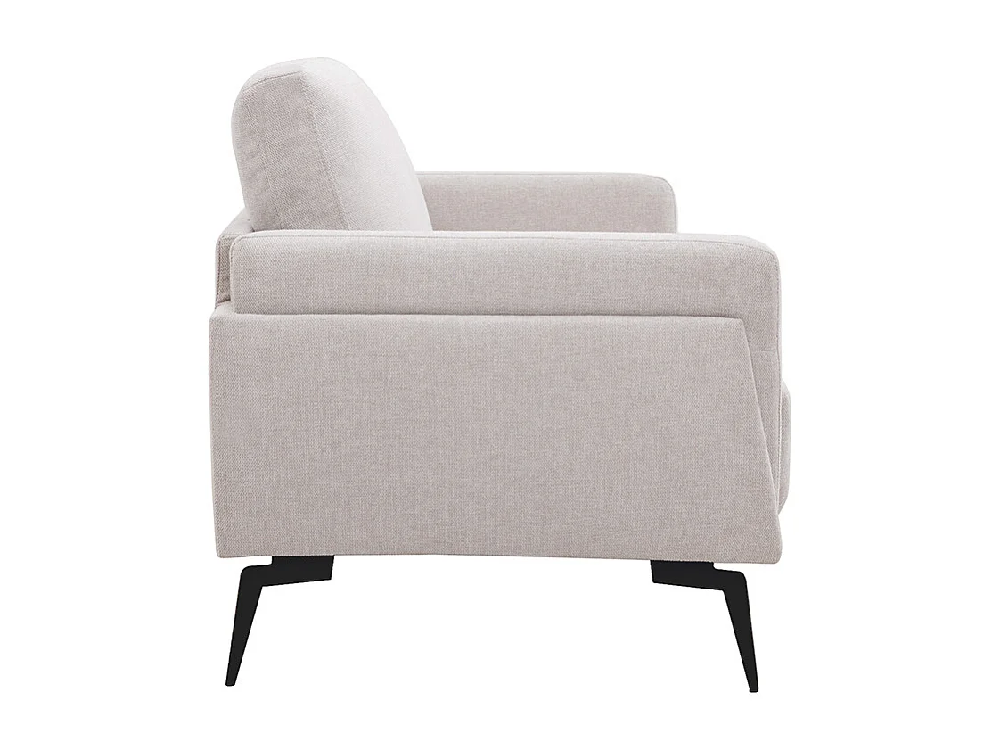 Canapé design 2 places en tissu effet velours texturé beige et métal noir MOSCO