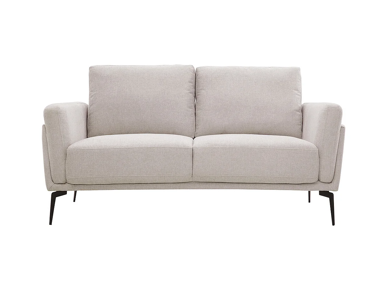 Divano design 2 posti in tessuto effetto velluto testurizzato beige MOSCO