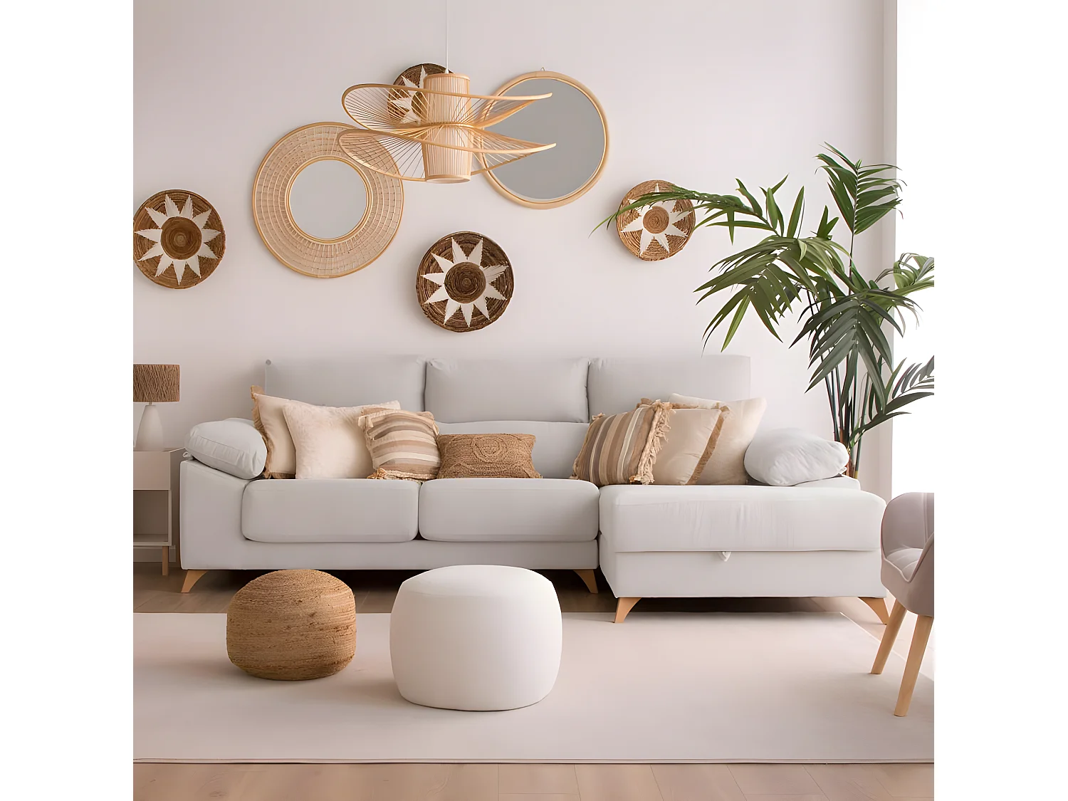 Canapé d'angle textile Beige (405) 295x103