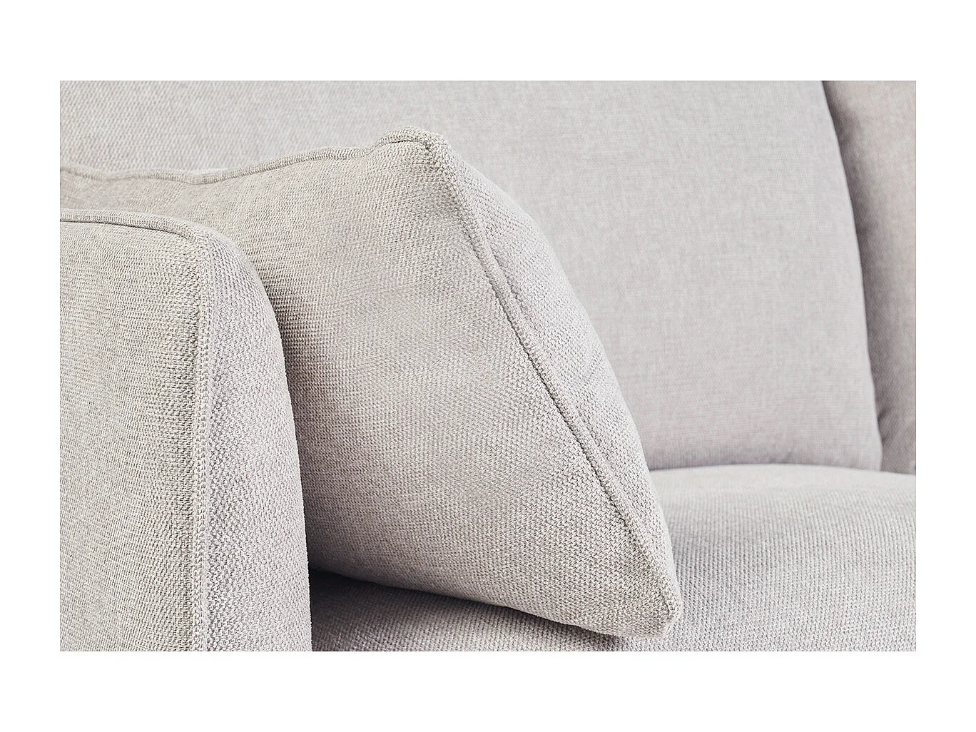 Divano scandinavo 3 posti in tessuto effetto velluto testurizzato beige e legno chiaro CLAYTON