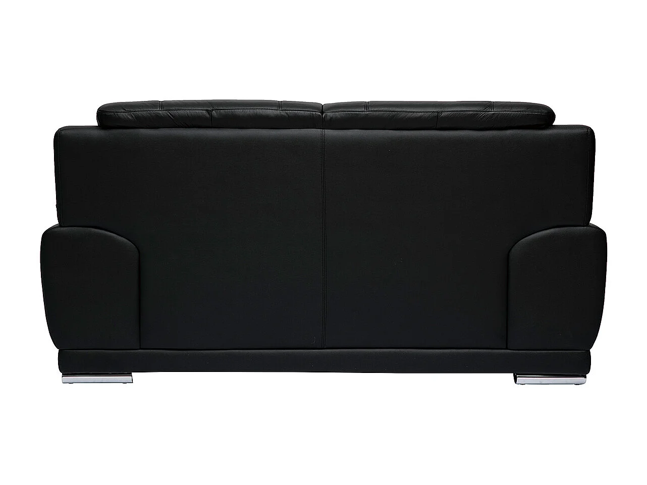 Canapé design 2 places en cuir noir et acier chromé TAMARA