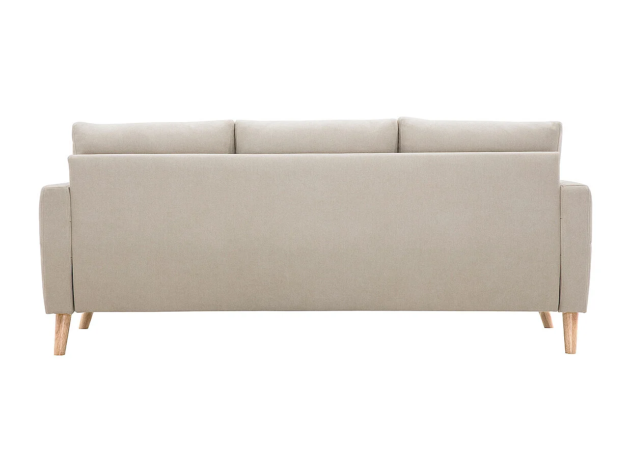 Divano 3 posti in tessuto beige e base legno chiaro MUNIK