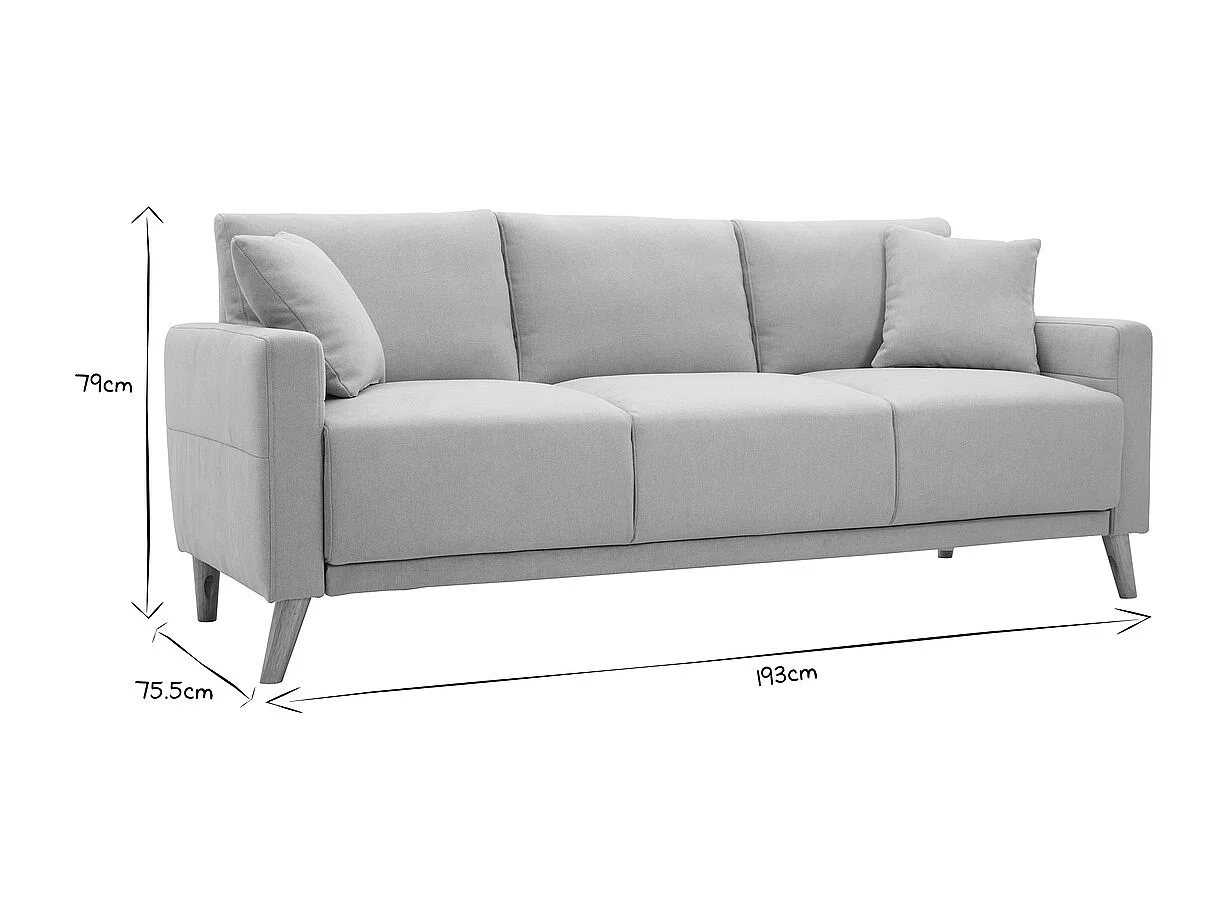 Divano 3 posti in tessuto beige e base legno chiaro MUNIK