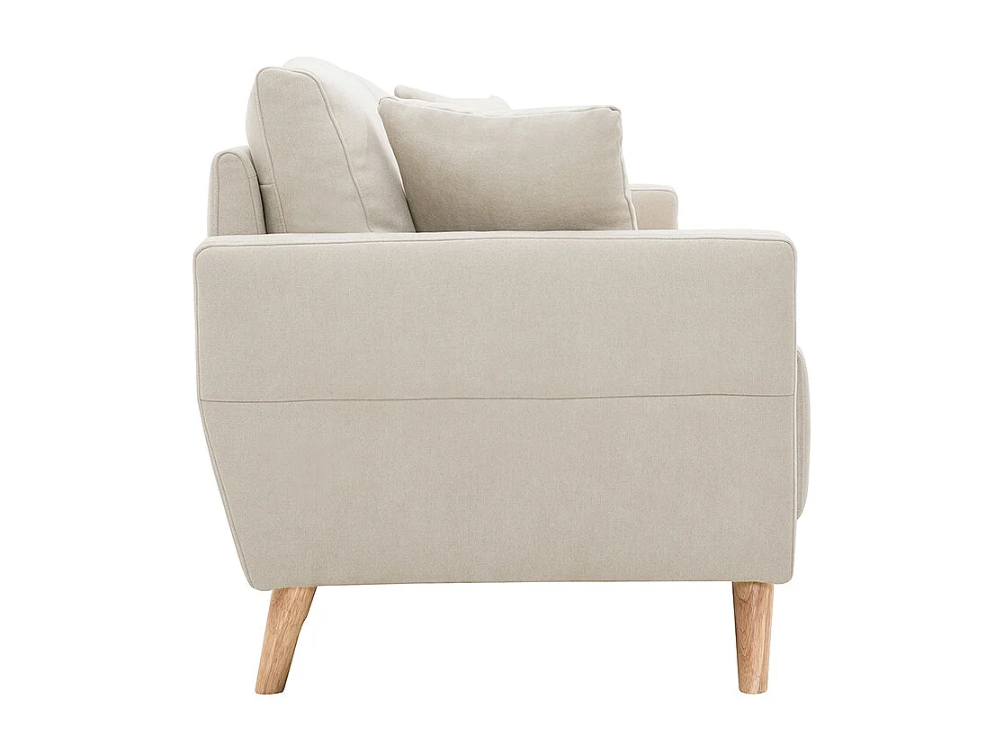 Canapé 3 places en tissu beige et bois clair MUNIK