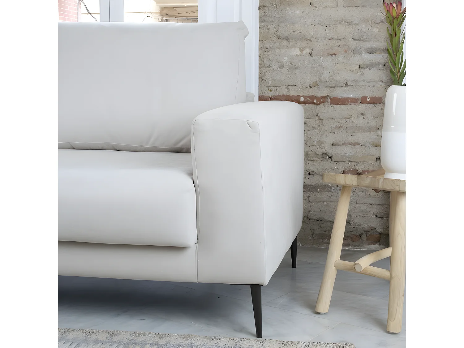 Divano tessuto, schiuma di pu, legno e pannello di particelle Beige (405) 90x105