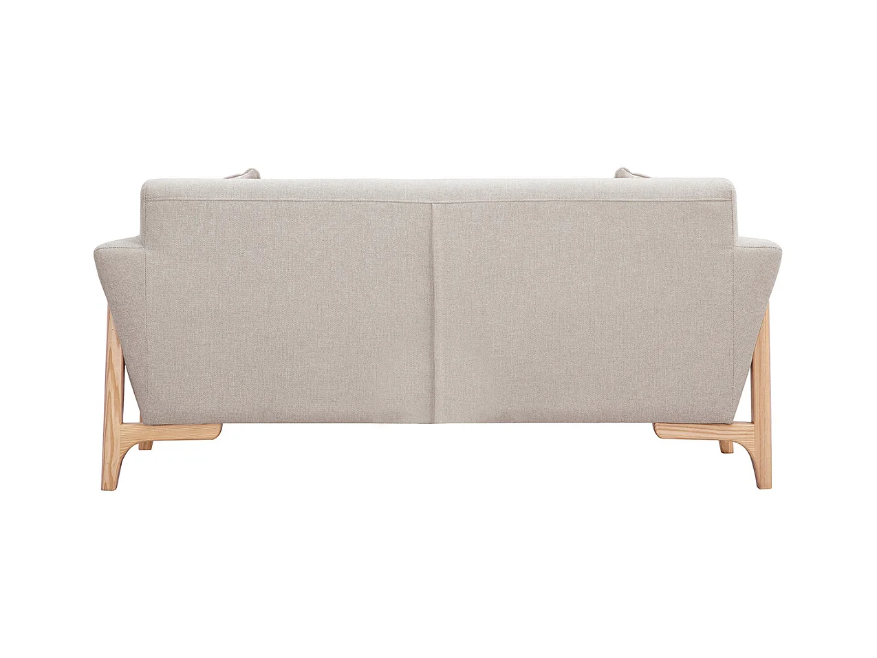 Sofá nórdico 2 plazas de tejido efecto aterciopelado texturizado beige y fresno ASAKO