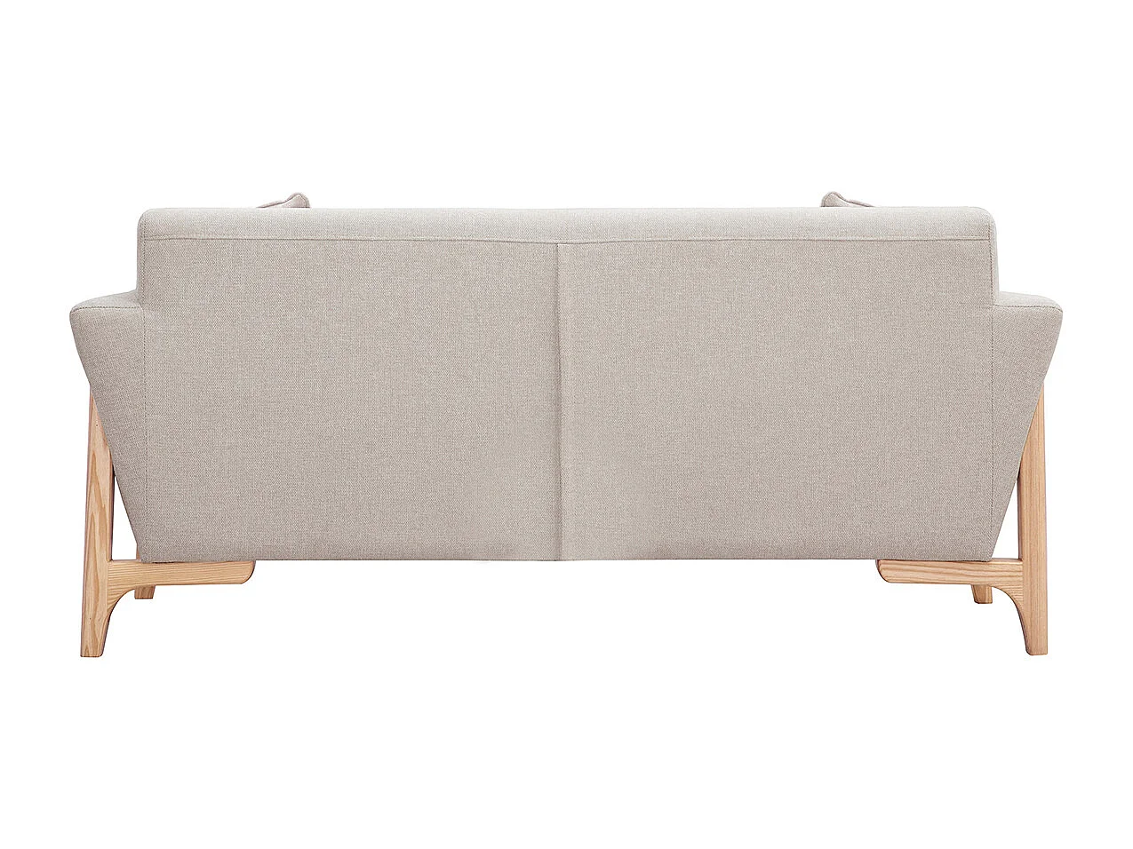Divano scandinavo 2 posti in tessuto effetto velluto testurizzato beige e frassino ASAKO
