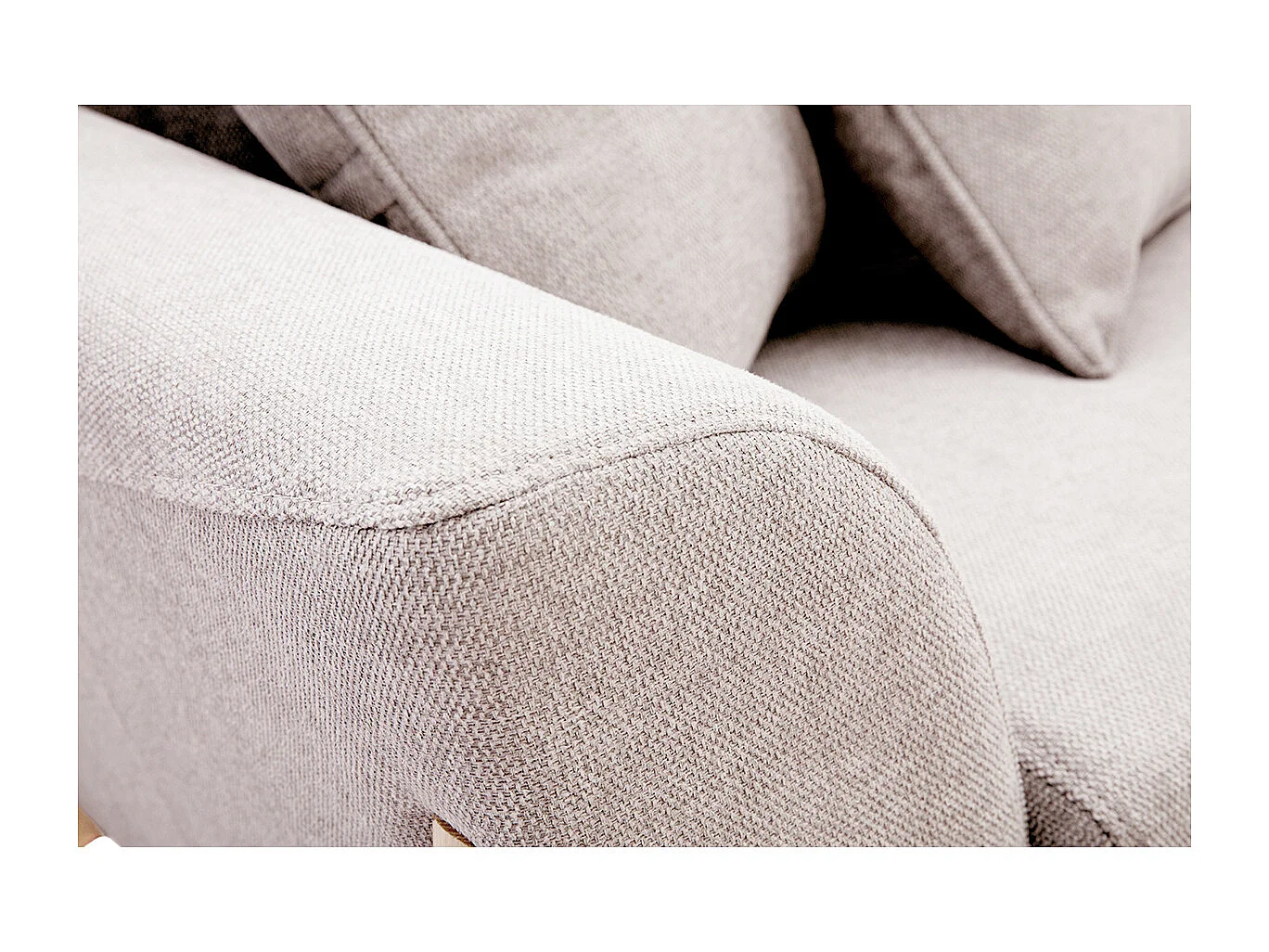 Divano scandinavo 2 posti in tessuto effetto velluto testurizzato beige e frassino ASAKO