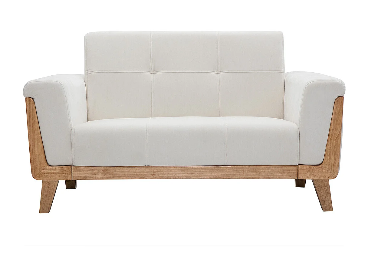 Divano scandinavo 2 posti bianco piedi legno FJORD