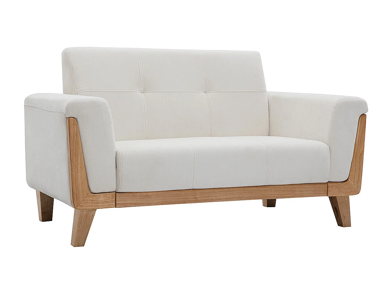 Divano scandinavo 2 posti bianco piedi legno FJORD