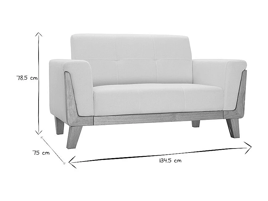 Divano scandinavo 2 posti bianco piedi legno FJORD
