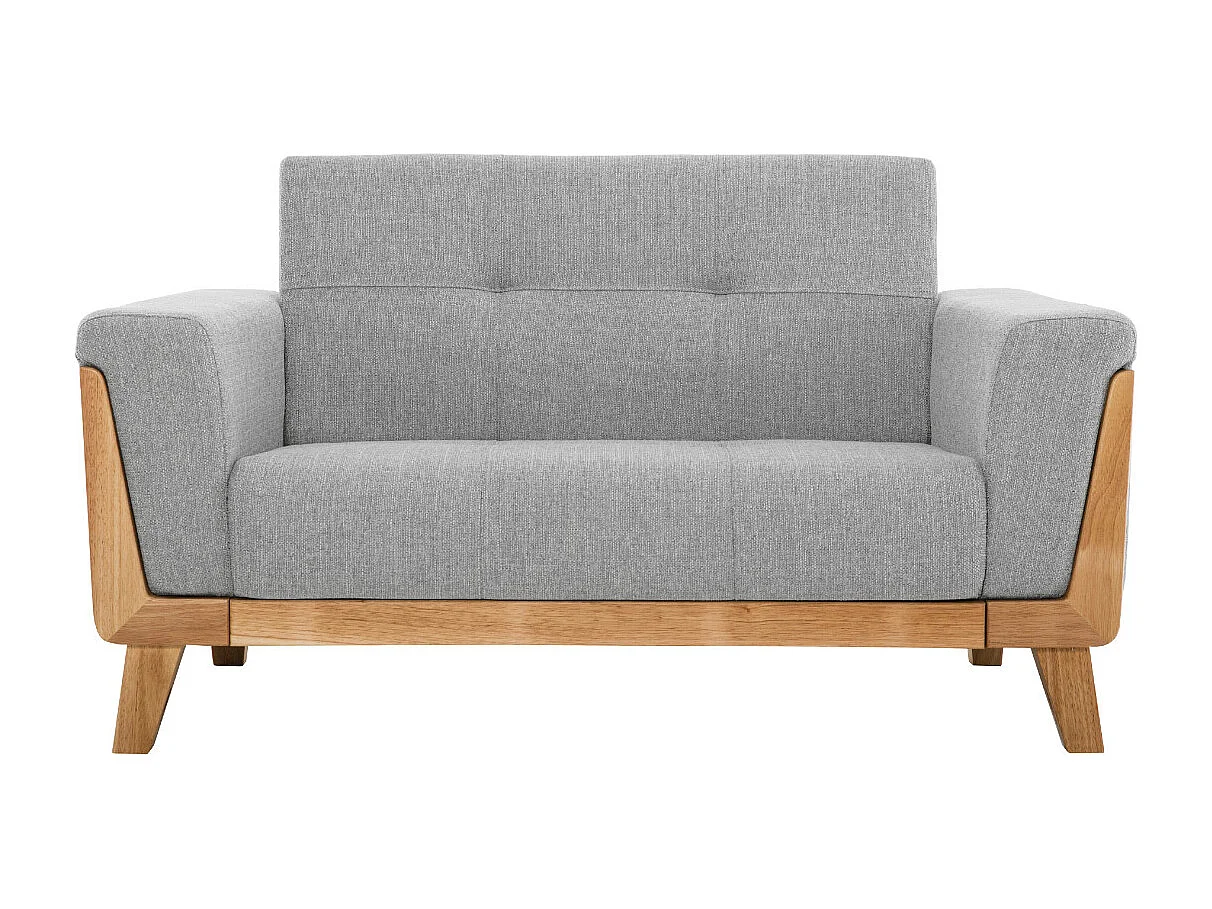Divano scandinavo 2 posti grigio chiaro e base legno FJORD