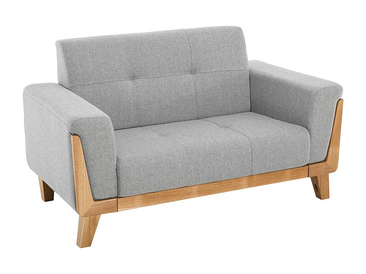 Divano scandinavo 2 posti grigio chiaro e base legno FJORD