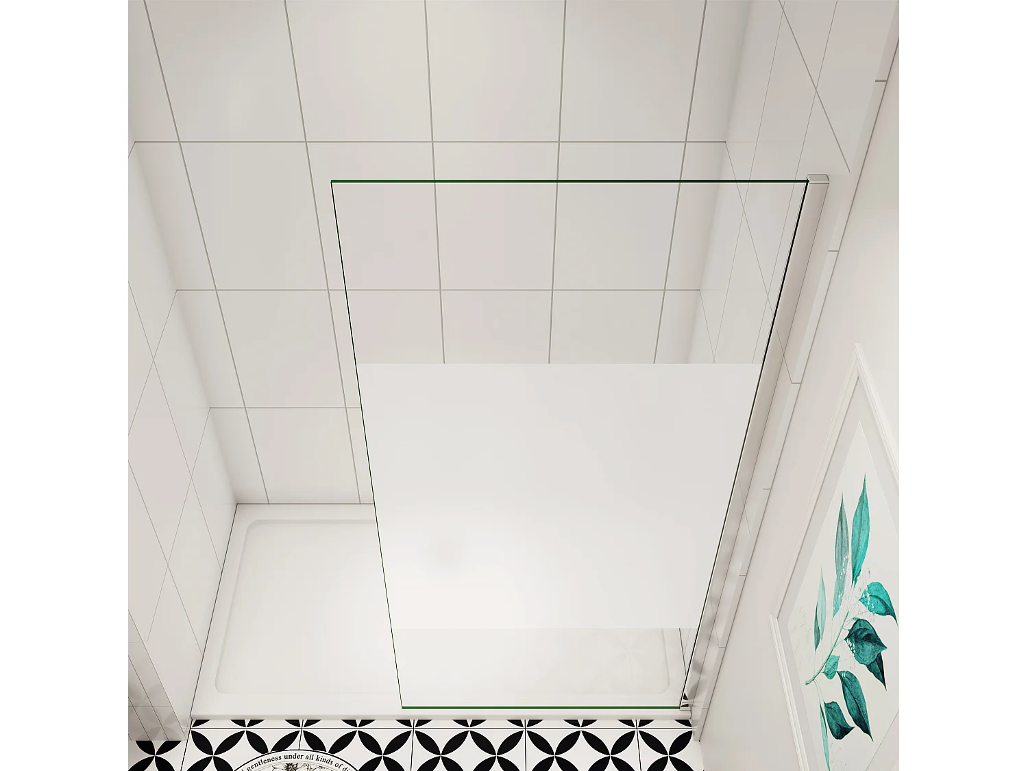 85x200cm Duschabtrennung Walk In 8mm Nano ESG Milchglasstreifen Duschabtrennung Höhe 200cm