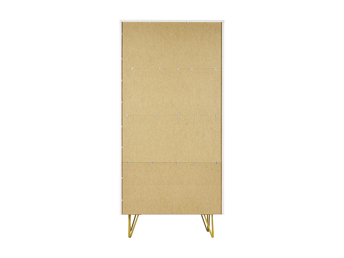 Estantería de diseño con grabados blanco mate y metal dorado con 2 puertas 86 cm OZEN