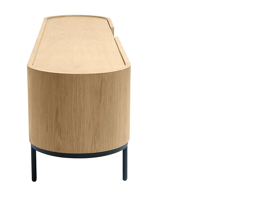 Mueble TV de diseño en madera clara y metal negro con almacenaje 180 cm SKYE