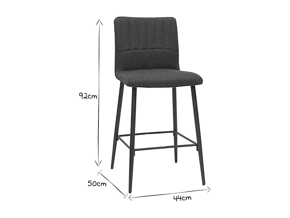 Tabourets de bar vintage tissu gris foncé (lot de 2) H62 cm FARELL