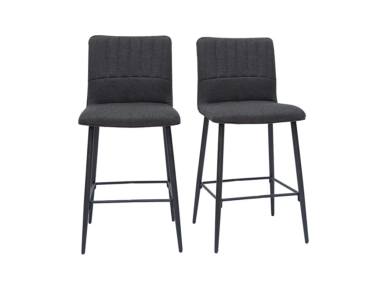 Tabourets de bar vintage tissu gris foncé (lot de 2) H62 cm FARELL
