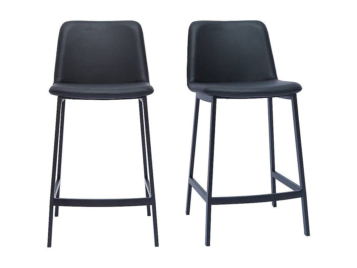 Set de 2 taburetes de cocina de diseño negro 66 cm altura ARSENE