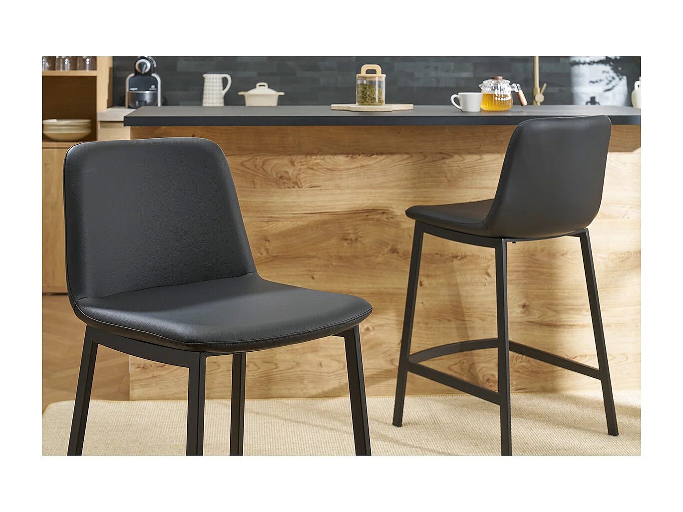 Sgabelli da bar design nero H66 cm (lotto di 2) ARSENE