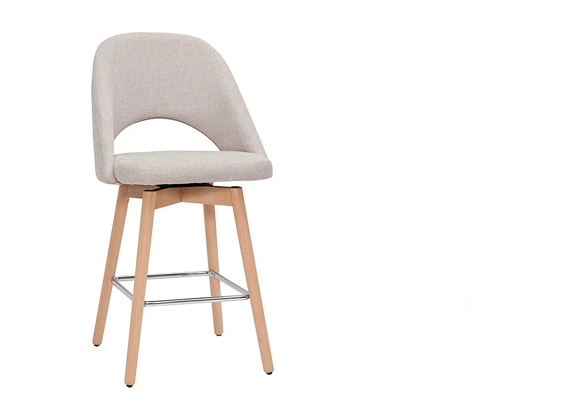 Sgabelli da bar scandinavi tessuto effetto velluto testurizzato beige e massello di hevea 65 cm (set di 2) COSETTE