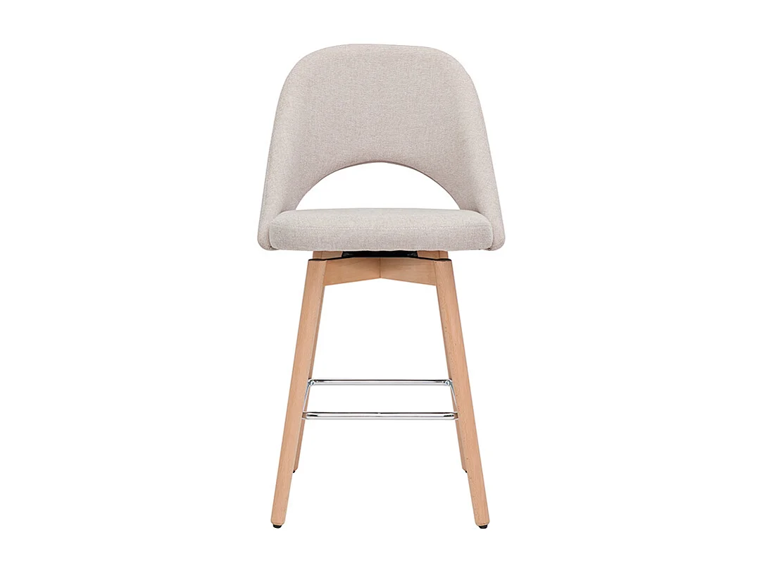 Tabourets de bar scandinaves tissu effet velours texturé beige et hévéa massif 65 cm (lot de 2) COSETTE