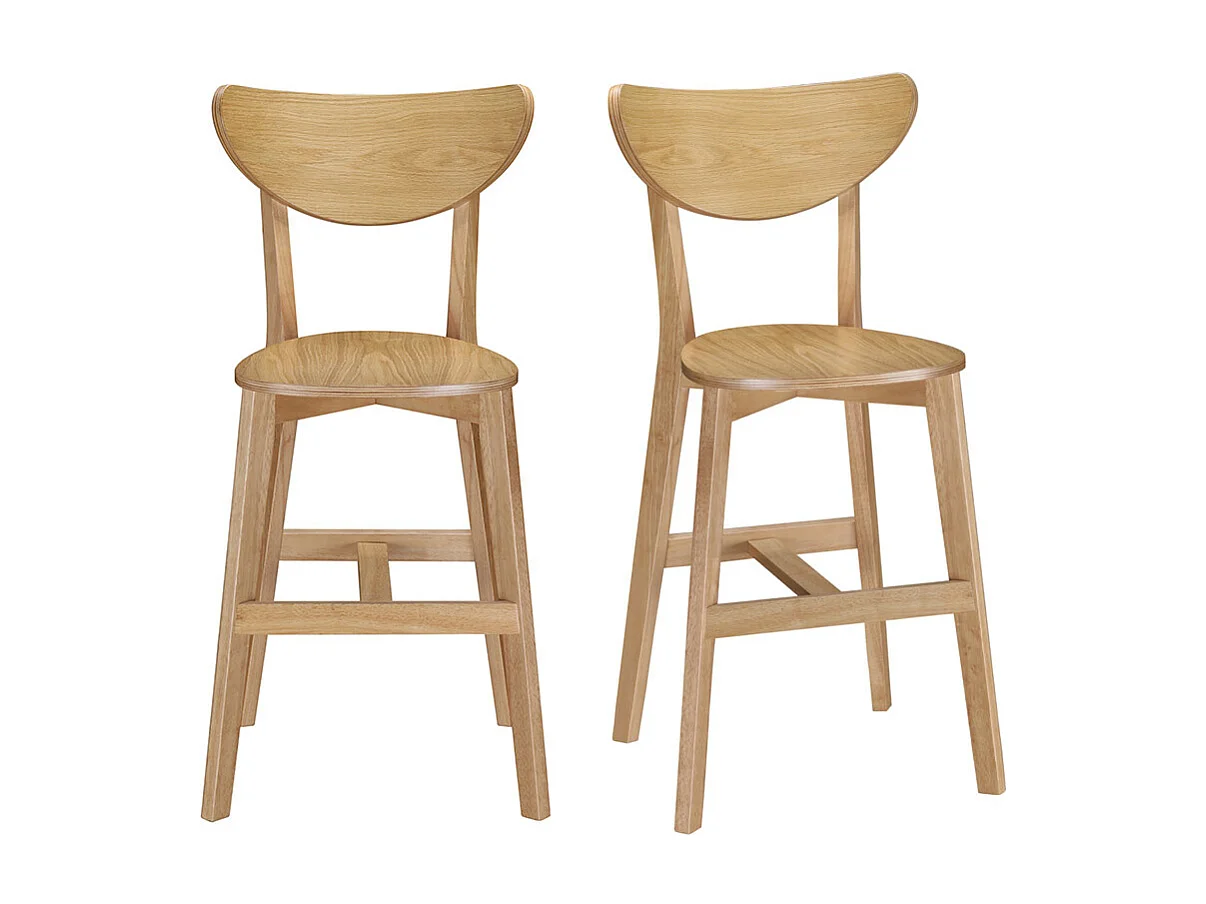 Tabourets de bar scandinaves finition chêne H65 cm (lot de 2) LEENA