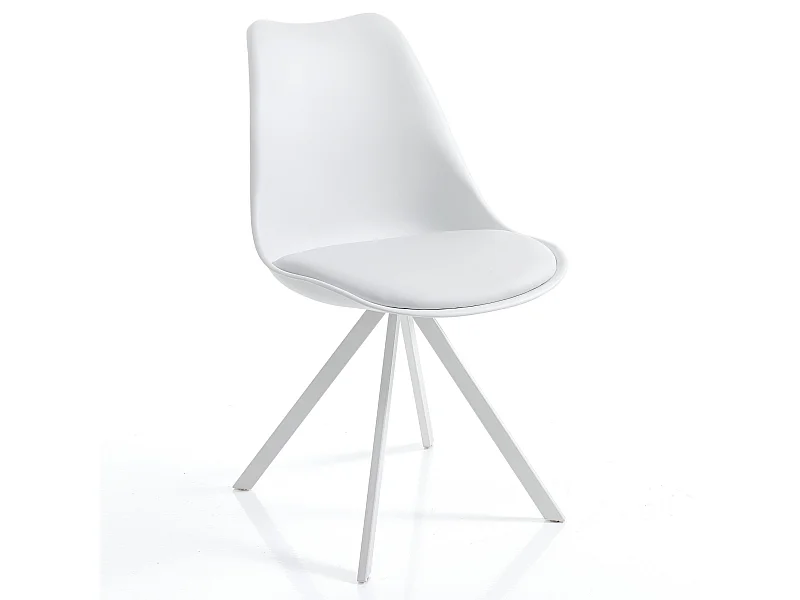 Set aus 4 modernen Stühlen in Polypropylen und Kunstleder Smart Slim - Weiß