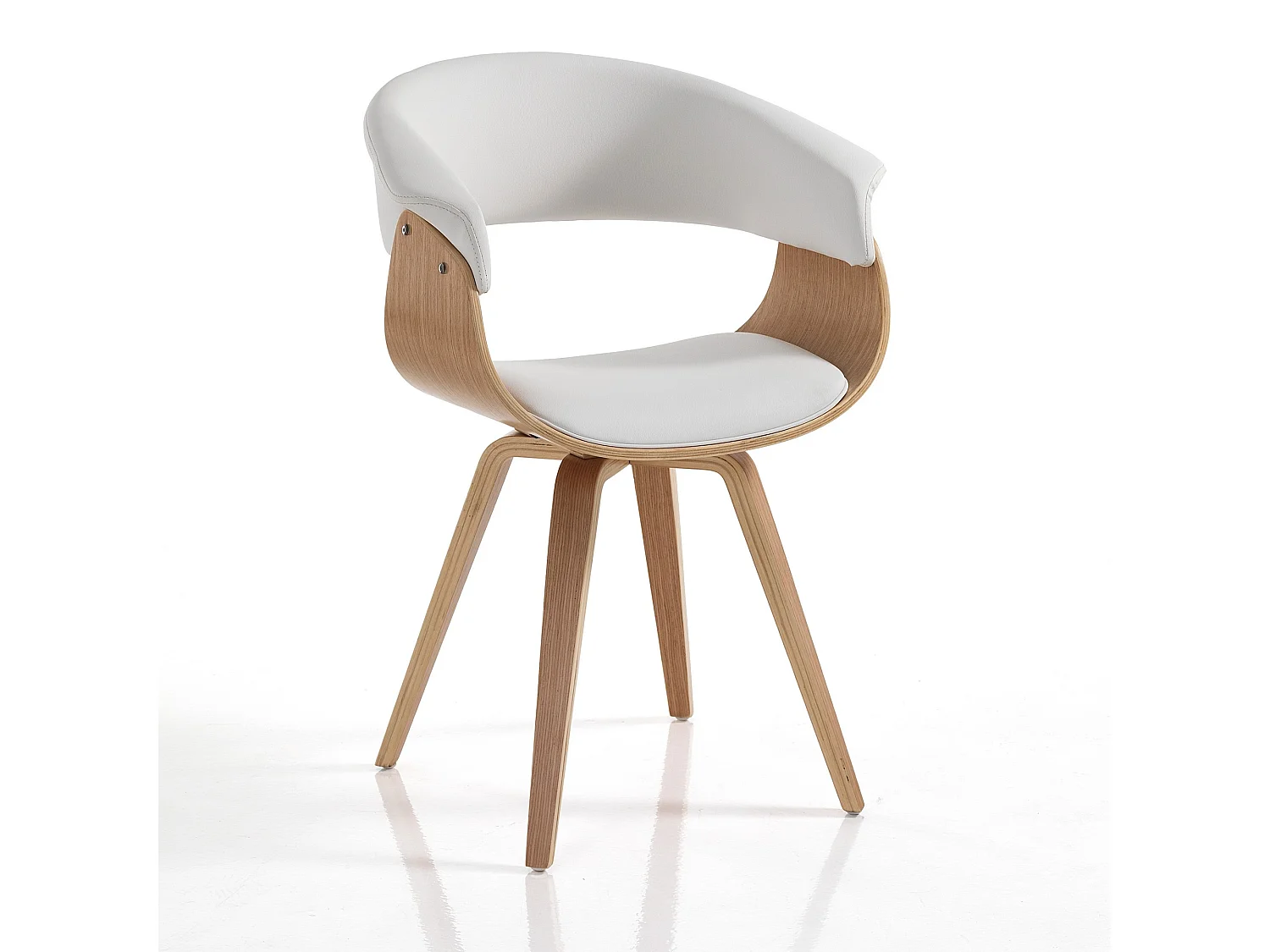 Moderner Designstuhl aus Holz und Leder für das Esszimmer Michigan - Eiche