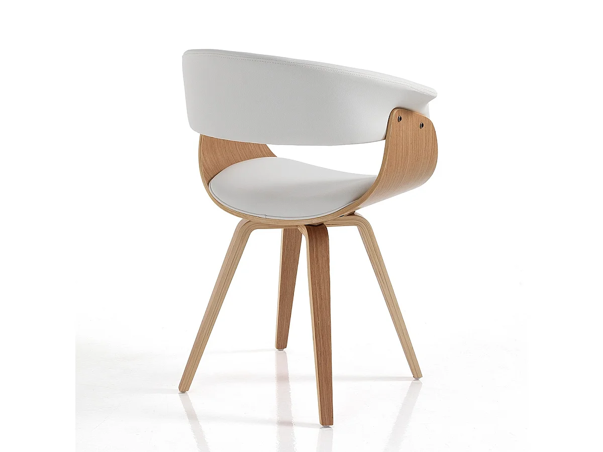 Moderner Designstuhl aus Holz und Leder für das Esszimmer Michigan - Eiche