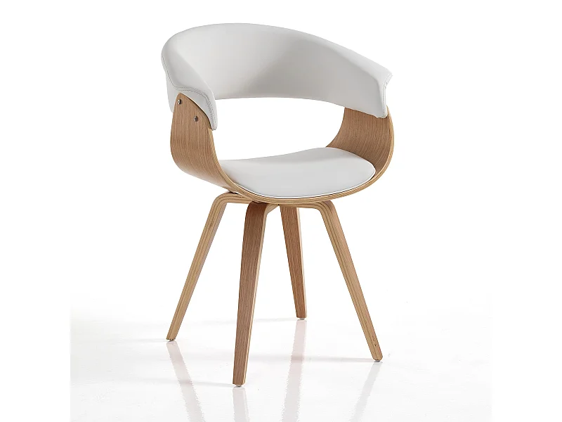 Moderner Designstuhl aus Holz und Leder für das Esszimmer Michigan - Eiche