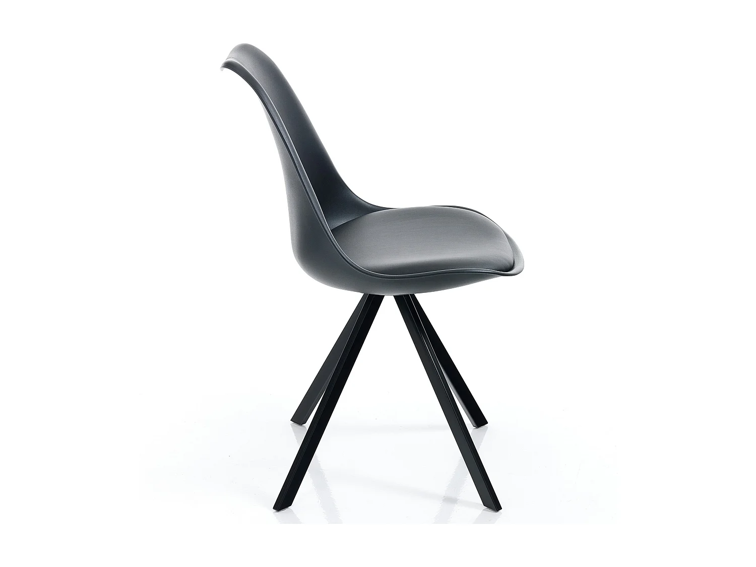 Set aus 4 modernen Stühlen in Polypropylen und Kunstleder Smart Slim - Schwarz