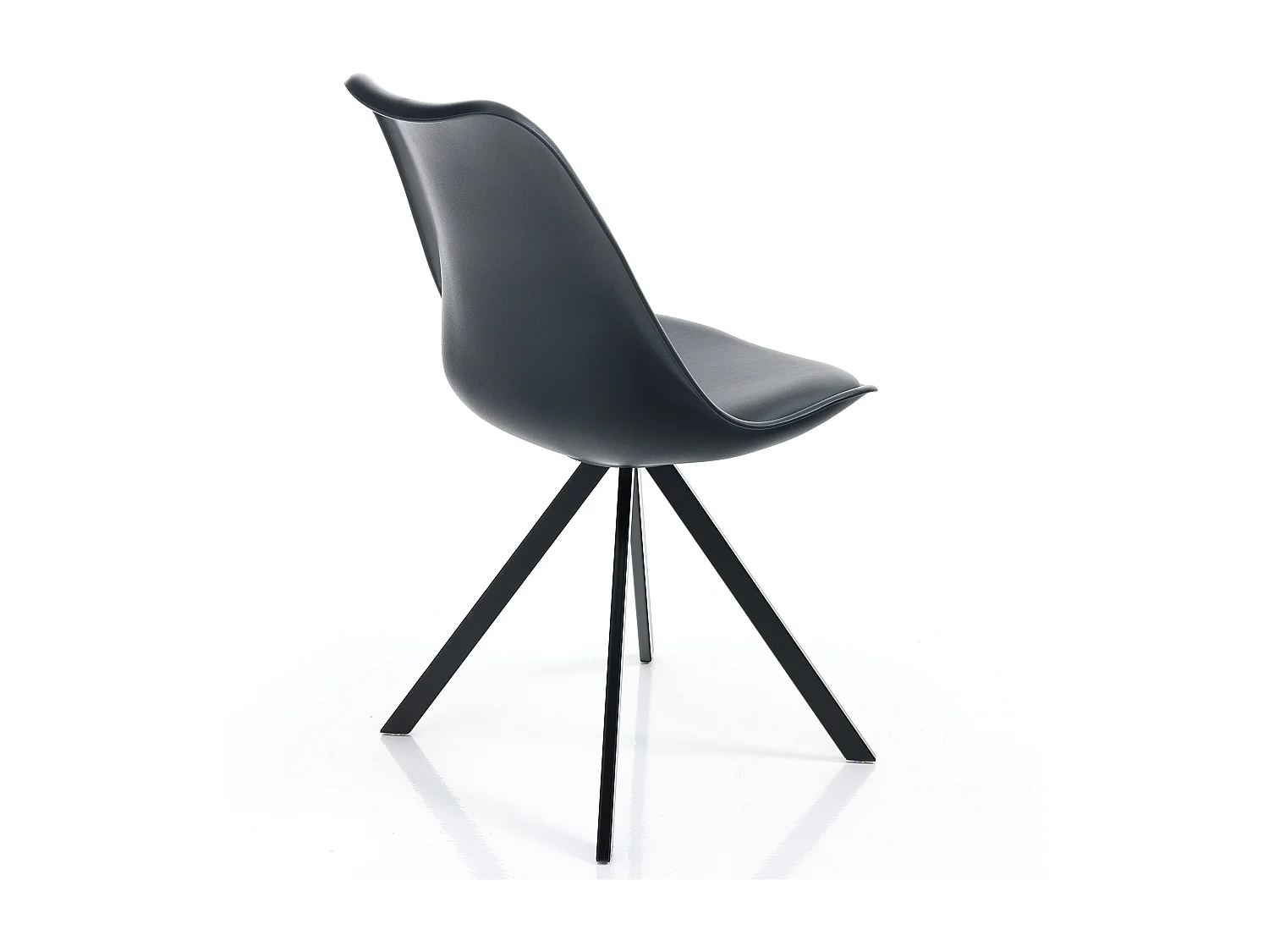 Set aus 4 modernen Stühlen in Polypropylen und Kunstleder Smart Slim - Schwarz