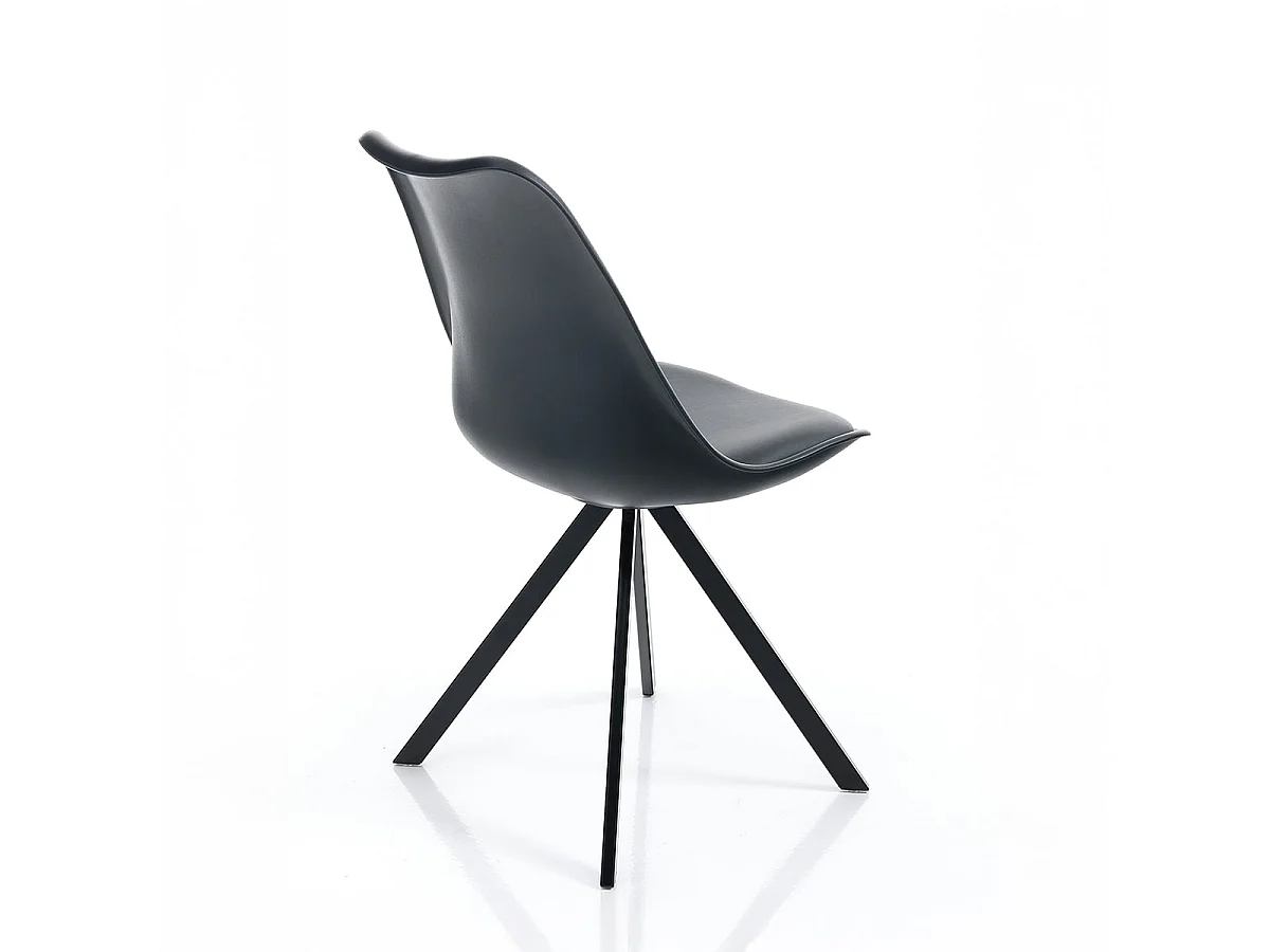 Set aus 4 modernen Stühlen in Polypropylen und Kunstleder Smart Slim - Schwarz