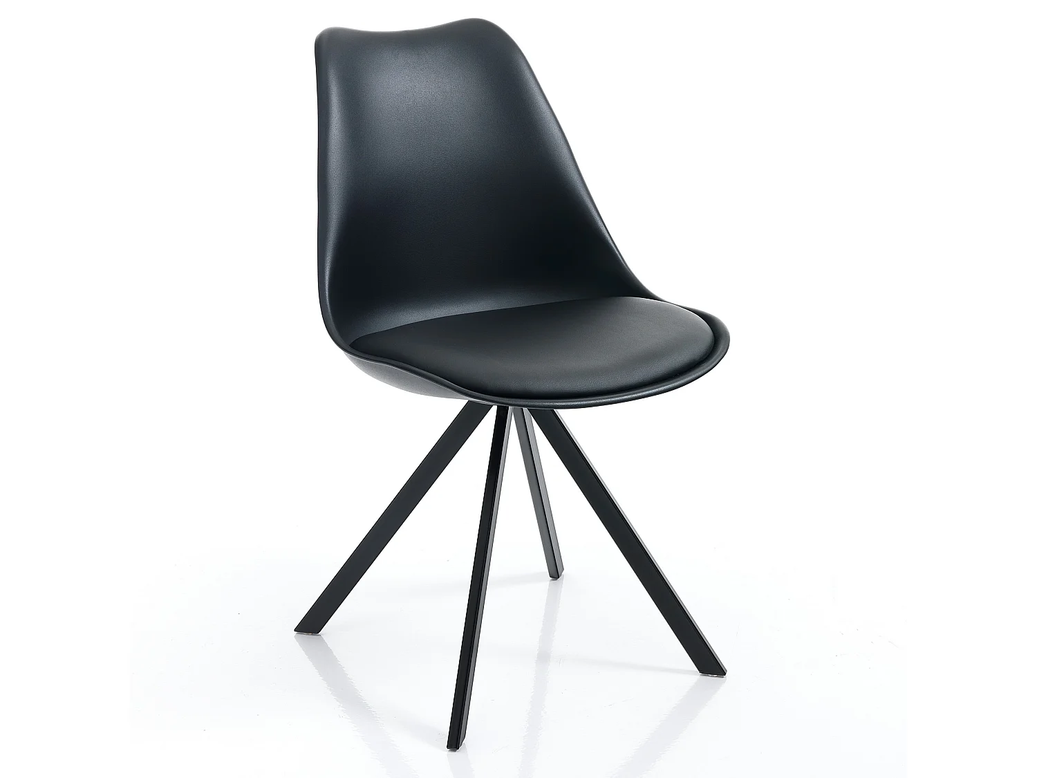 Set aus 4 modernen Stühlen in Polypropylen und Kunstleder Smart Slim - Schwarz